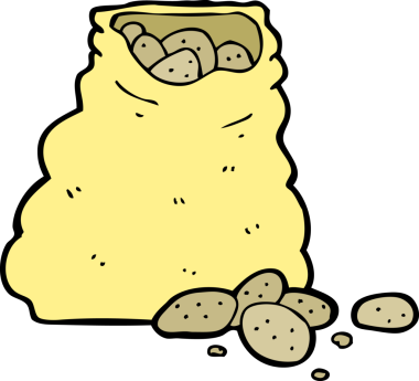 Bir insan tarafından çizilmiş patates çuvalı.