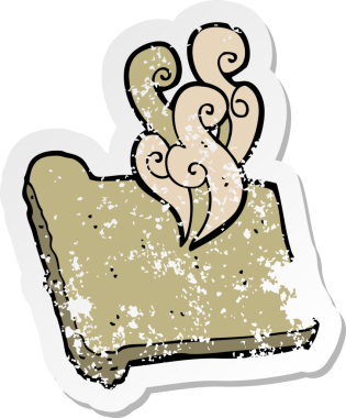 Bir insan tarafından çizilmiş sıcak tost karikatürünün gerilmiş yapıştırması.