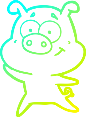 Bir insan tarafından çizilmiş mutlu çizgi film domuzu çizimi.