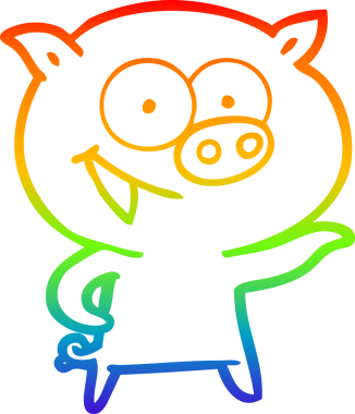 Bir insan tarafından çizilmiş neşeli bir domuz çizgi filminin gradyan çizimi.