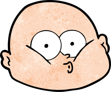 Bir insan tarafından çizilmiş, meraklı kel bir adam.