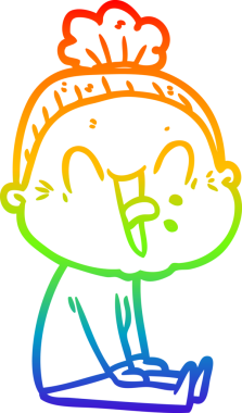 Gökkuşağı gradyan çizgi çizimi Bir insan tarafından çizilmiş mutlu yaşlı kadın