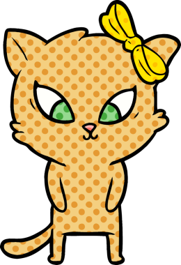 Bir insan tarafından çizilmiş çizgi film kedisi.