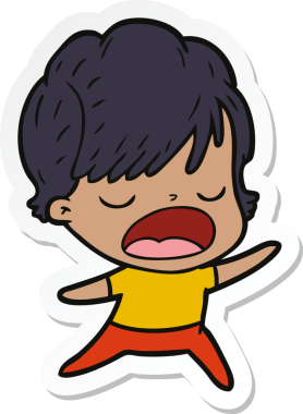 Bir insan tarafından çizilmiş bir karikatür kadının çıkartması.