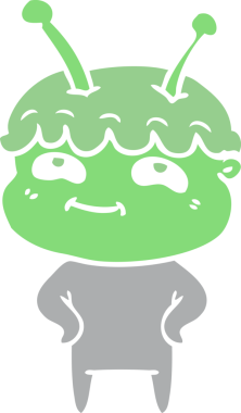 Bir insan tarafından çizilmiş düz renkli çizgi film uzay adamı.