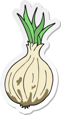 Bir insan tarafından çizilmiş karikatür soğanı çıkartması.