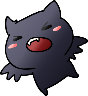 Bir insan tarafından çizilmiş kawai sevimli yarasasının çizgi film çizimi.