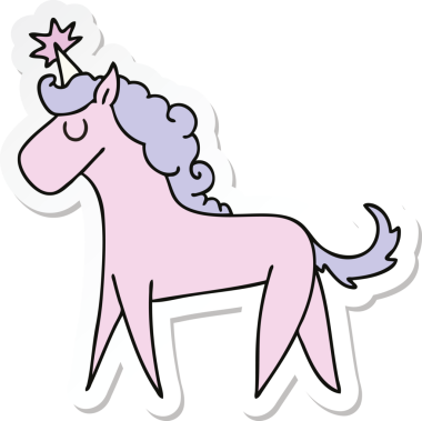 Bir insan tarafından çizilmiş tek boynuzlu atın garip bir el yazısı.