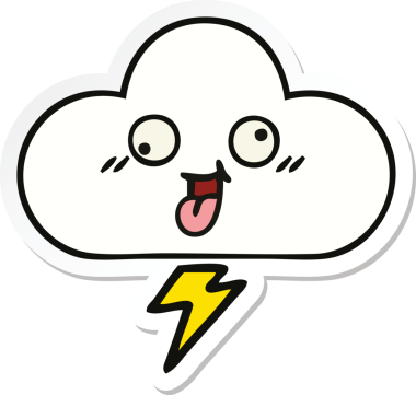 Bir insan tarafından çizilmiş şirin bir fırtına bulutunun çıkartması.