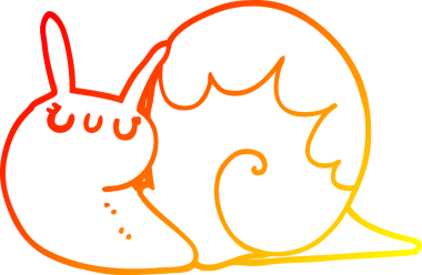 Bir insan tarafından çizilmiş sevimli bir salyangoz çizimi.