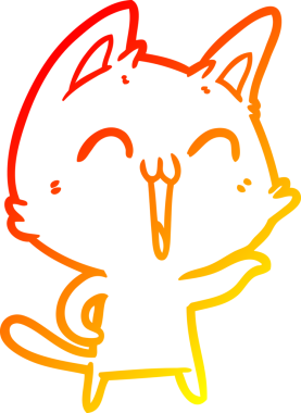 Bir insan tarafından çizilmiş mutlu çizgi film kedisinin sıcak çizgi çizgisi.