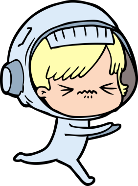 Bir insan tarafından çizilmiş kızgın uzay kızı.