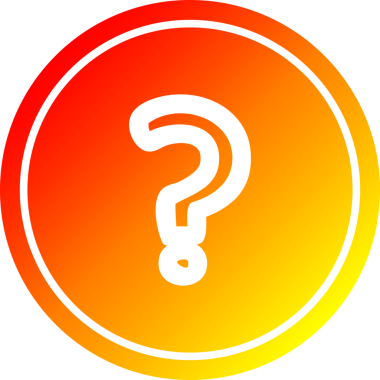 Bir insan tarafından çizilen sıcak gradyan bitiş çizgili dairesel soru işareti simgesi