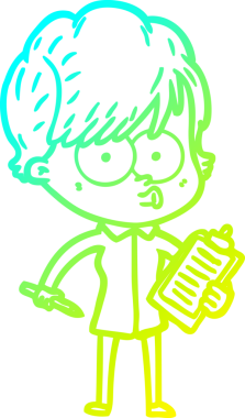 Bir insan tarafından çizilmiş bir karikatür kadın çizimi.