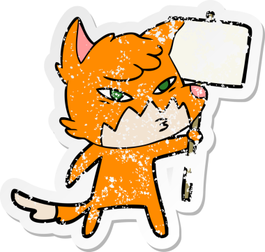 Bir insan tarafından çizilmiş zeki bir tilkinin sıkıntılı çıkartması.