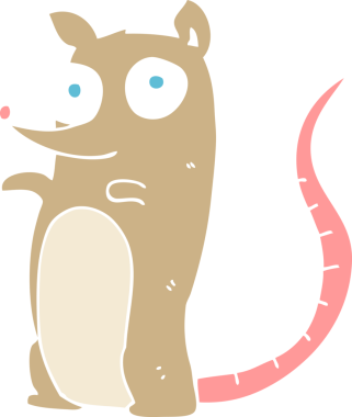 Bir insan tarafından çizilmiş bir farenin düz renk çizimi