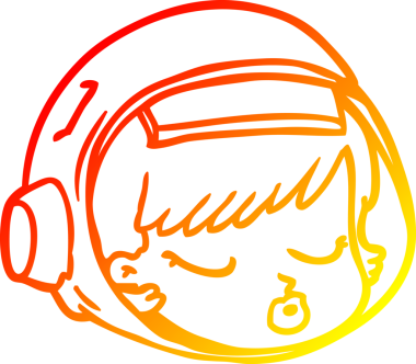 Bir insan tarafından çizilmiş bir astronot suratının sıcak çizgi çizimi