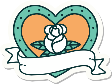 Bir insan tarafından çizilmiş, geleneksel kalp şeklinde dövme çıkartması.