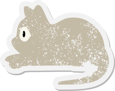 Bir insan tarafından çizilmiş kedi suratlı grunge çıkartması.