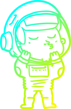 Bir insan tarafından çizilmiş kendinden emin bir astronotun soğuk çizgi çizimi.