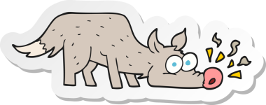 Bir insan tarafından çizilmiş bir köpeğin çıkartması.