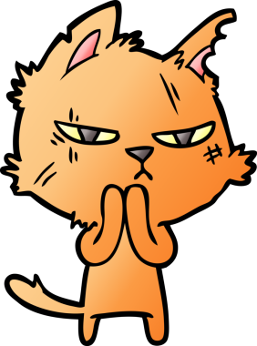 Bir insan tarafından çizilmiş sert çizgi film kedisi.