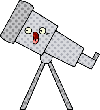 Bir insan tarafından çizilmiş bir teleskop çizgi filmi.