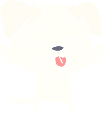 Bir insan tarafından çizilmiş düz renkli çizgi film köpeği.