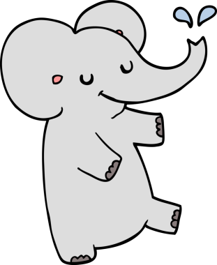 Bir insan tarafından çizilmiş dans eden fil.