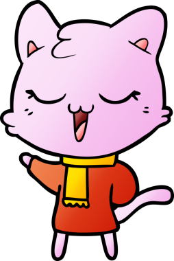 Bir insan tarafından çizilmiş çizgi film kedisi.