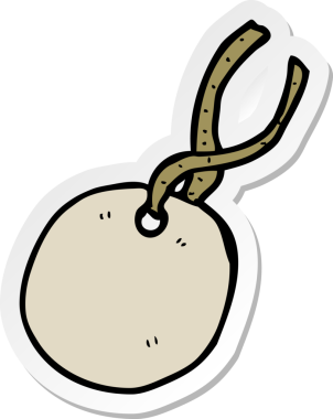 Bir insan tarafından çizilmiş karikatür hediye etiketi.