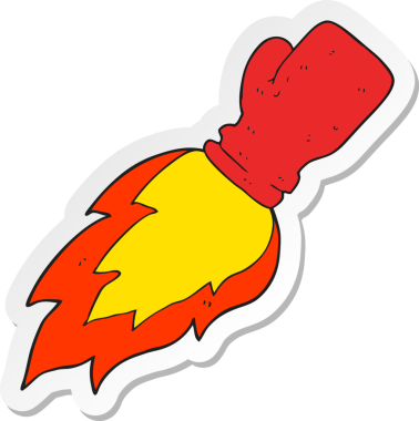 Karikatür boks eldiveni çıkartması. Bir insan tarafından çizilmiş alevli yumruk.