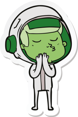 Bir insan tarafından çizilmiş kendine güvenen bir astronotun çıkartması.