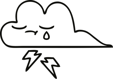 Bir insan tarafından çizilmiş bir gök gürültüsü bulutunun çizgi çizimi