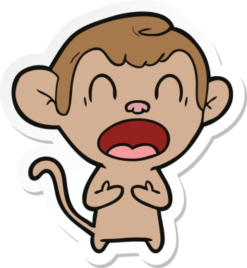 Bir insan tarafından çizilmiş bağıran çizgi film maymunu çıkartması.