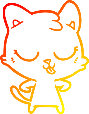 Bir insan tarafından çizilmiş mutlu çizgi film kedisinin sıcak çizgi çizgisi.