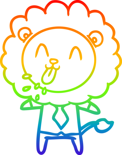 gökkuşağı gradyanı çizimi bir insan tarafından çizilmiş mutlu bir karikatür aslanı