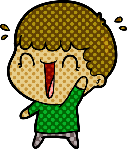 Bir insan tarafından çizilmiş gülen karikatür adam.