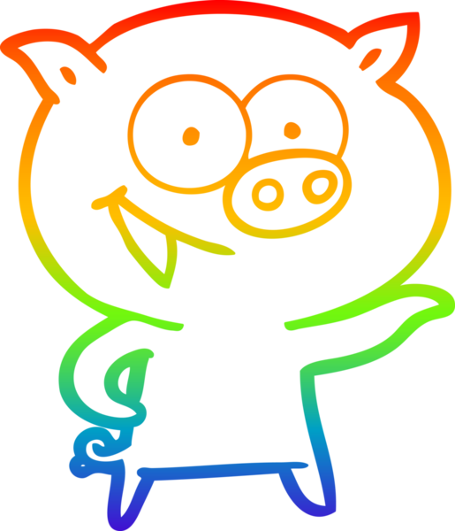 Bir insan tarafından çizilmiş neşeli bir domuz çizgi filminin gradyan çizimi.