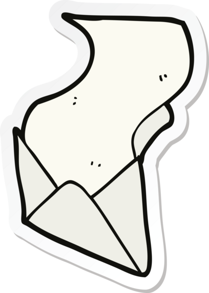 Bir insan tarafından çizilmiş karikatür mektubu ve zarfın etiketi.