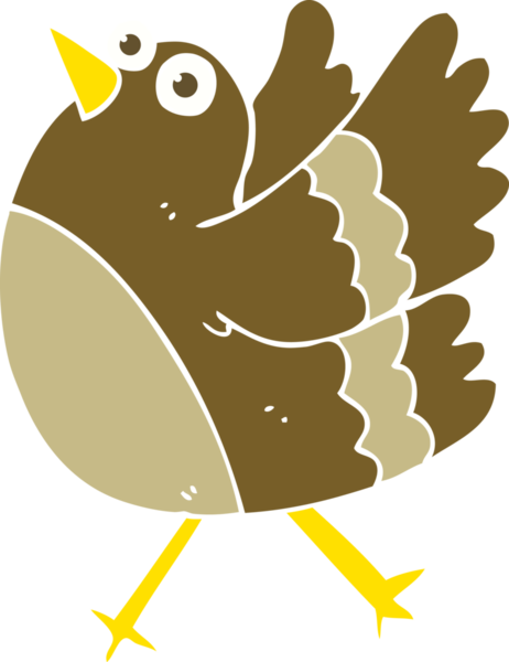 Bir insan tarafından çizilen mutlu kuşun düz renk çizimi