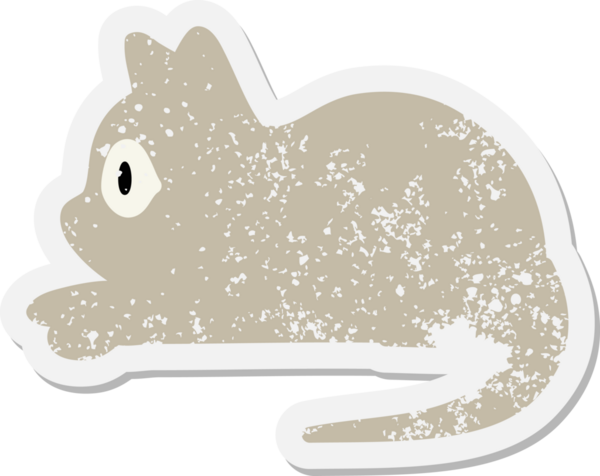 Bir insan tarafından çizilmiş kedi suratlı grunge çıkartması.