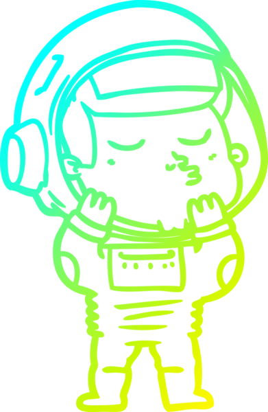 Bir insan tarafından çizilmiş kendinden emin bir astronotun soğuk çizgi çizimi.