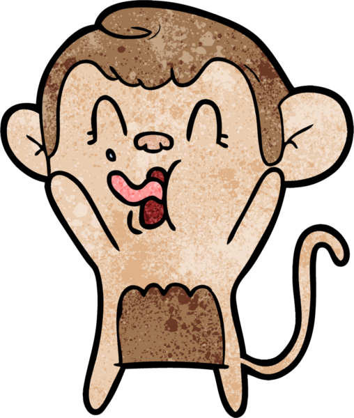 Bir insan tarafından çizilmiş çılgın çizgi film maymunu