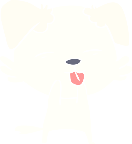 Bir insan tarafından çizilmiş düz renkli çizgi film köpeği.