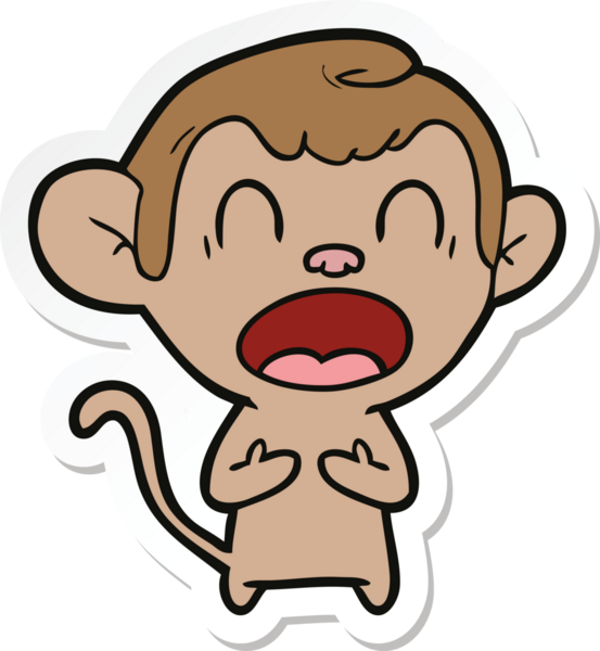 Bir insan tarafından çizilmiş bağıran çizgi film maymunu çıkartması.