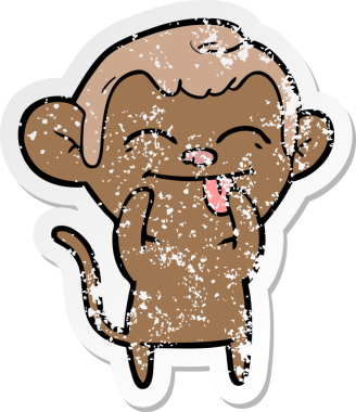 Bir insan tarafından çizilmiş komik bir maymunun sıkıntılı çıkartması.