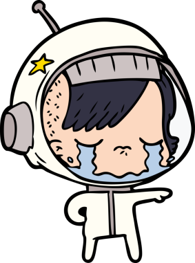 Bir insan tarafından çizilmiş ağlayan astronot kız.