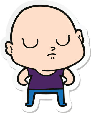 Bir insan tarafından çizilmiş kel bir adamın çıkartması.