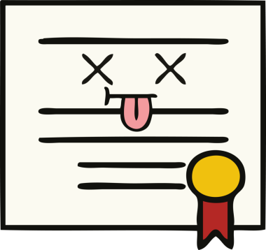 Mezuniyet diplomasının bir insan tarafından çizilmiş şirin bir karikatürü.